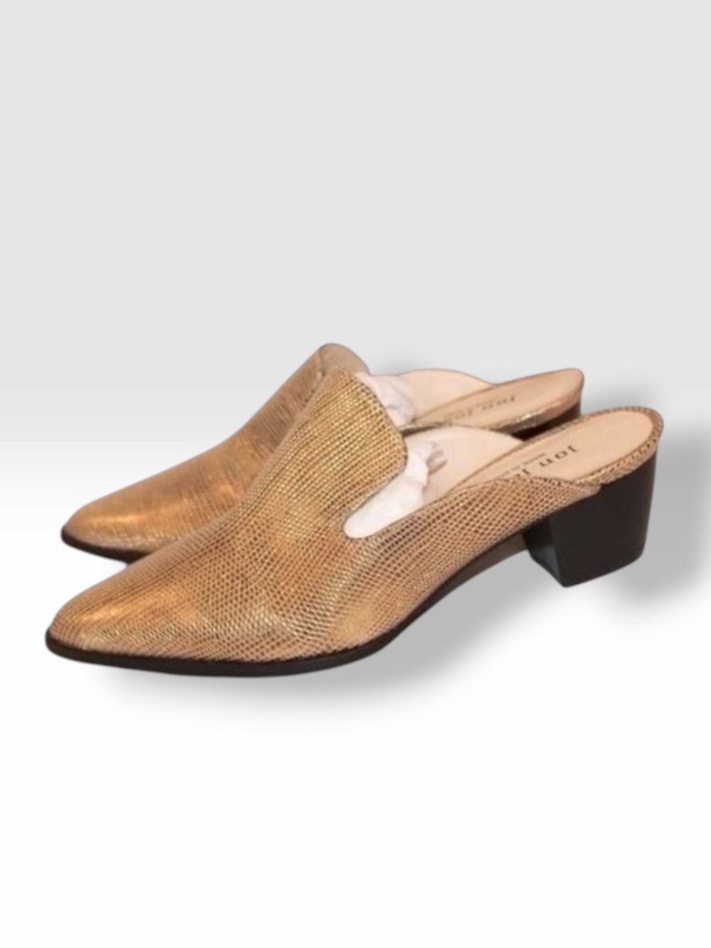 NWT Jon Josef Poland Gold Leather Mules size 6.5
